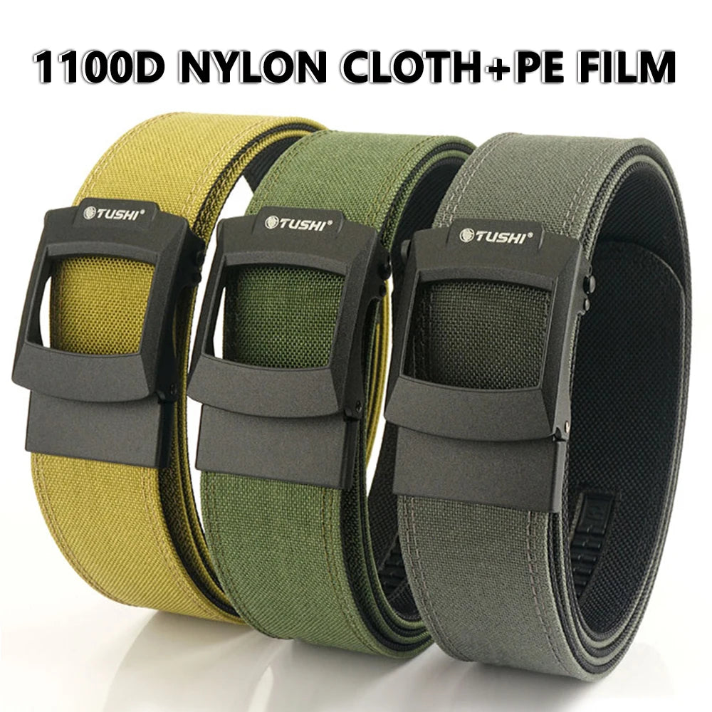 TUSHI 4.3cm Tactical Gun Belt for Men Multi-size 1100D Nylon Metal Automatic Buckle Police Military Belt Hunting IPSC Girdles