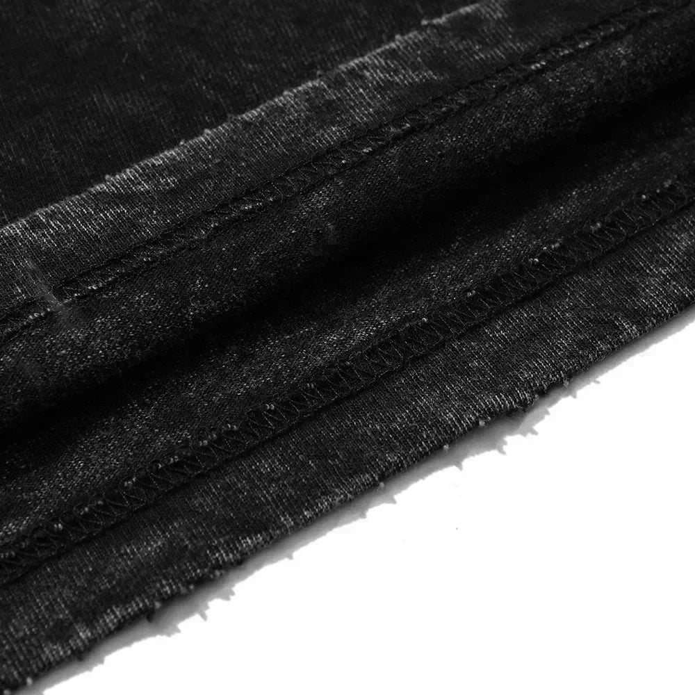 ACDC Band Printed T-shirt Washed Retro Old Short Sleeve Trendy Couple Comfortable Loose Casual Fashion New Men's Clothing