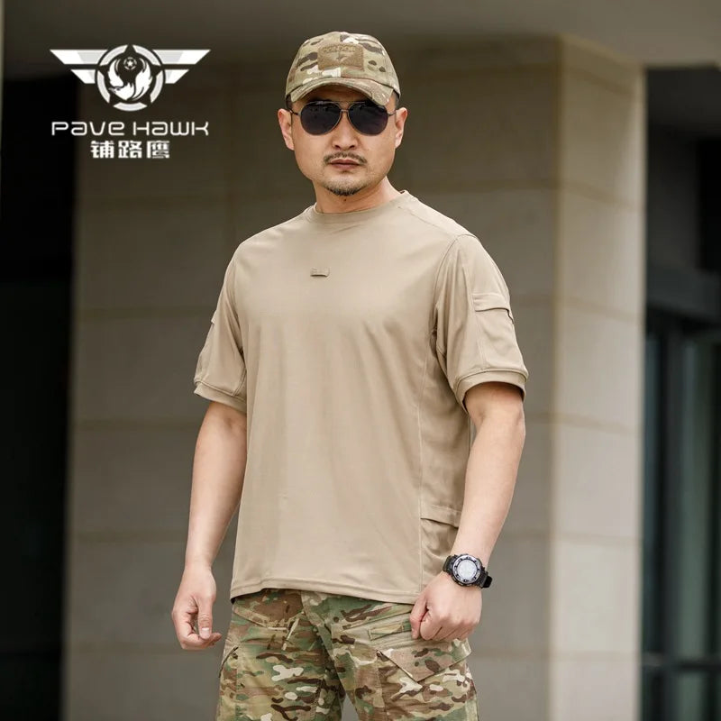 Men's Army Tactical T-shirt Military Training Quick-drying Breathable Short Sleeves Summer Beach Sun Protection Casual T-shirt
