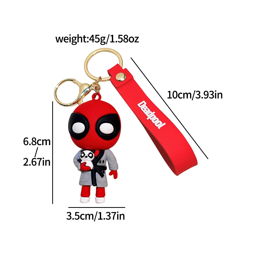 Marvel Deadpool Keychain - Funny Q Version Keyring, Cute Anti-Hero Backpack Charm for Fans & Couples (Gift Idea)