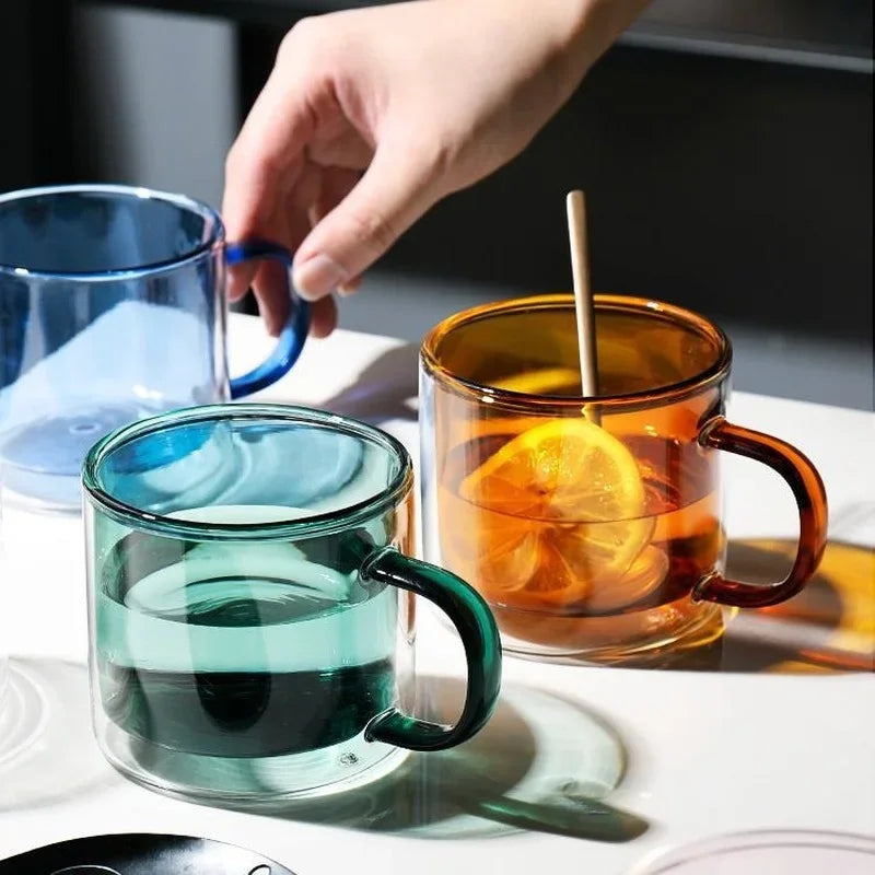 Creative Double Bottom Glass Mugs for Home, 250ml Drinking Tumbler for Wine, Whiskey, Vodka, Coffee, Juice, Water, Tea