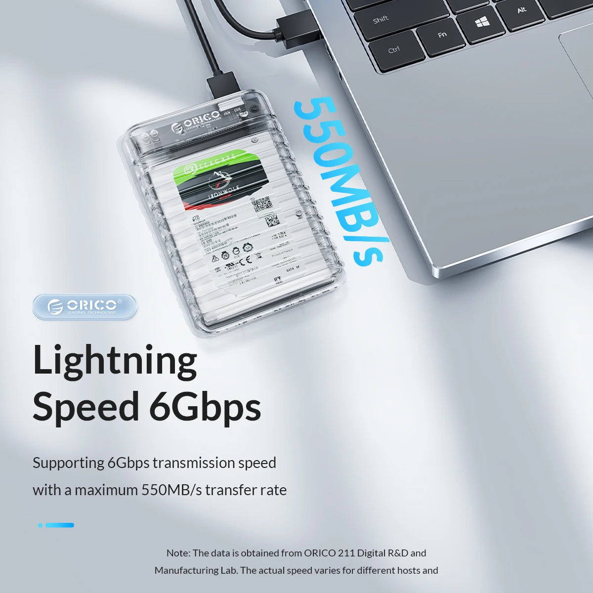 ORICO 2.5'' Transparent HDD Case SATA to USB 3.1 Gen2 10Gbps External Hard Drive Case HDD Enclosure SSD Disk Case Support UASP