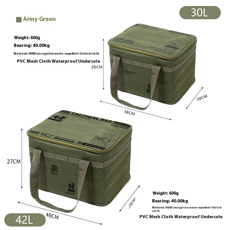 30-42L Tactical Camping Storage Bag - Insulated Folding Box for Picnic, Tableware & Field Equipment Waterproof