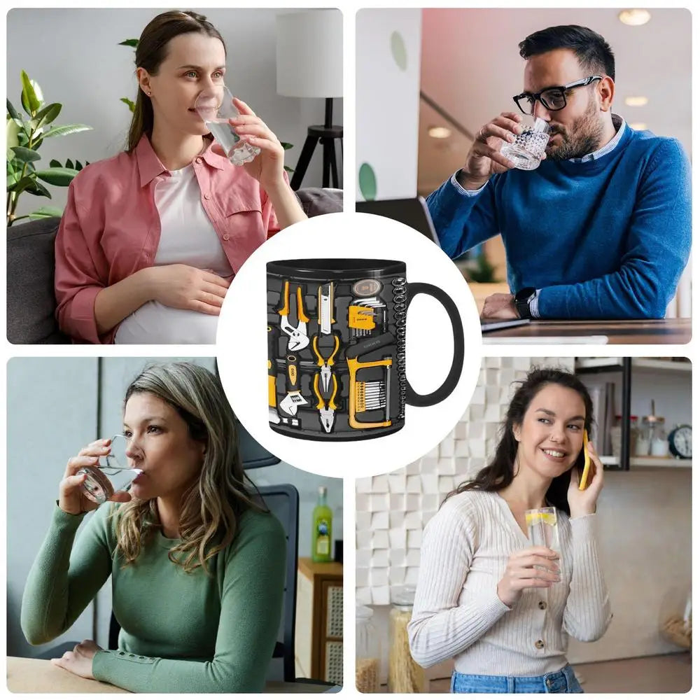 Mechanic Black Mug Black Ceramic Coffee Cup For Mechanics Large Toolbox Coffee Cup Tea Mug For Whiskey Beer Juice Soup Water