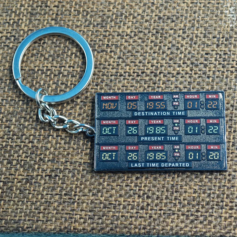 Time Circuits Keychain Marty McFly Doc Brown Time Travel Gift Classic movies Back To The Future Delorean Replica Prop Keyring