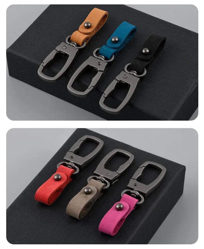 Fashion Handmade Keychain Genuine Leather Keyring DIY Car Keychain Key Holder Keys Organizer Charm Keychain Accessories