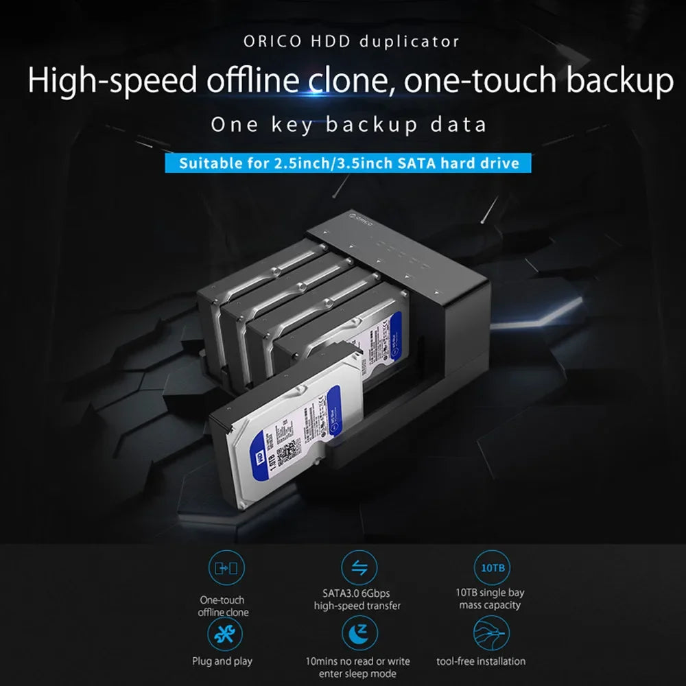 ORICO 5 bay Hard Drive Docking Station SATA to USB 3.0 HDD Docking Station with Offline Clone Function for 2.5/3.5 inch HDD/SSD
