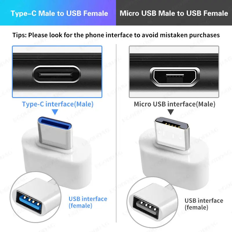 Type C To Usb OTG Adapter 2.0 Micro Usb Phone Adapter Usbc Smartphone Laptops To Usb Mouse Gamepad Flash Disk Otg Plug