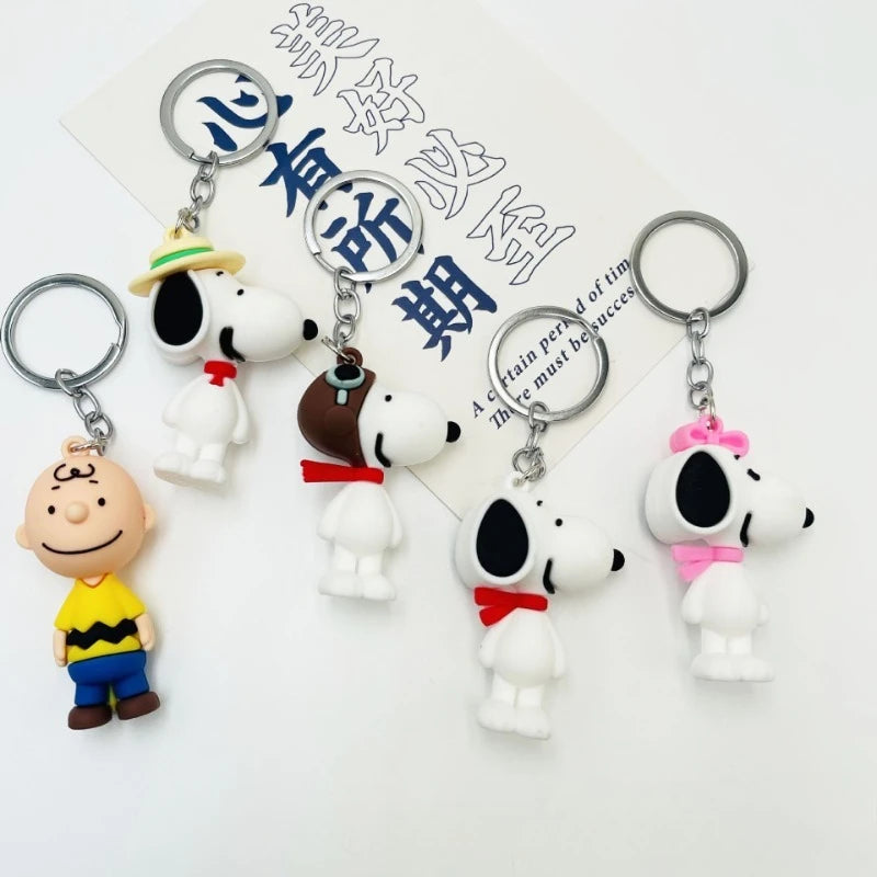 Snoopy Keychain PVC Key Ring Charlie Doll Pendant Cute Bag Ornament Men Woman Car Keys Cartoon Pendant Accessories Fashion Gift