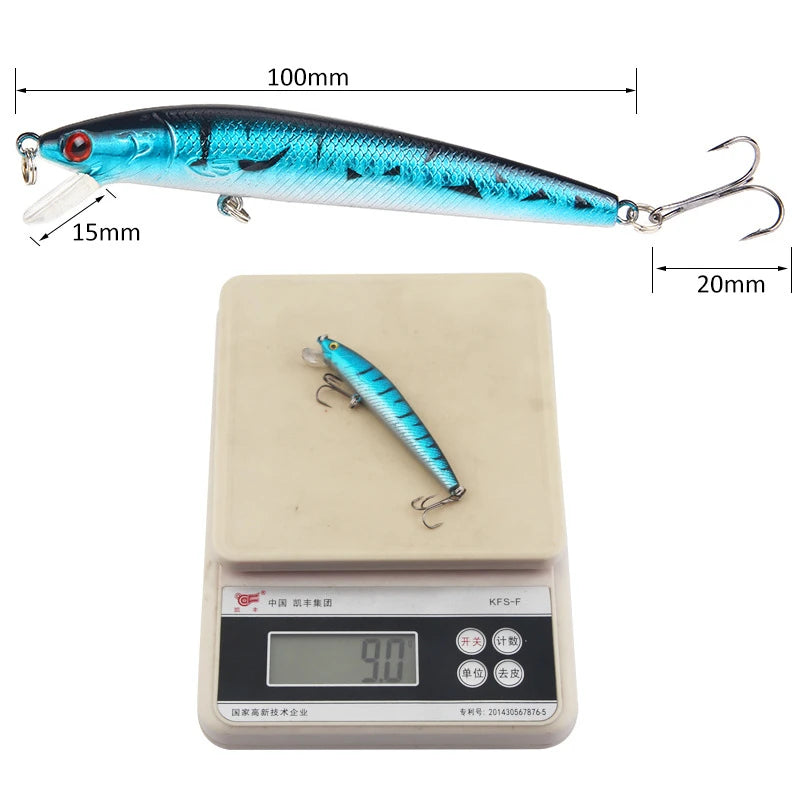 1Pc Minnow Fishing Lure Floating Hard Bait 10cm 9g Artificial Bait Sound Bead Wobbler Crankbait Carp Perch Pesca Fishing Tackle