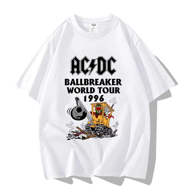 American Street Punk Rock Band ACDC Hip Hop Short Sleeve T-shirt Clothing Clothing Casual Men's and Women's 100% Cotton T-shirt