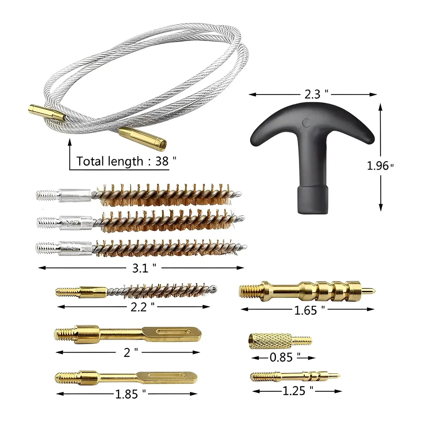 Tactical .177 .17cal .30cal .270 / 8 .280cal 22LR .22 Gun Cleaning Kit With Brass Jag Slotted Patch Loops Flexible Rod And Pouch