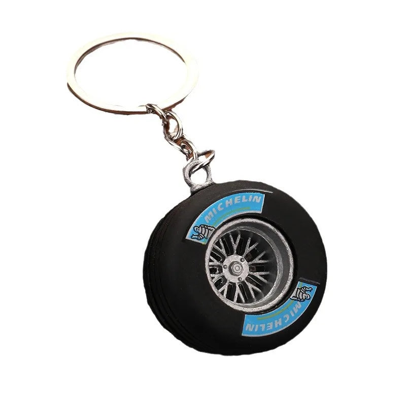Car Keychains PVC soft rubber car tires Keyrings Creative Mechanical Car Parts Keychain Gift for Men