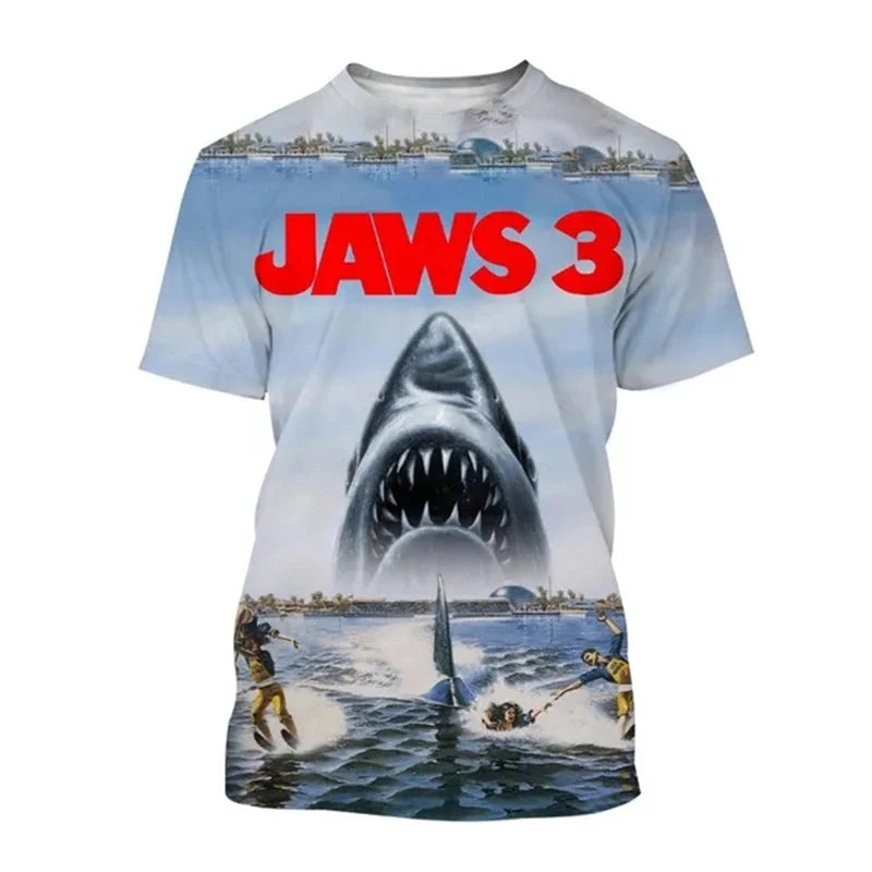 Horror Movie Jaws T-Shirts Shark 3D Printed Streetwear Men Women Fashion Oversized Short Sleeve T Shirt Kids Tees Tops Clothing