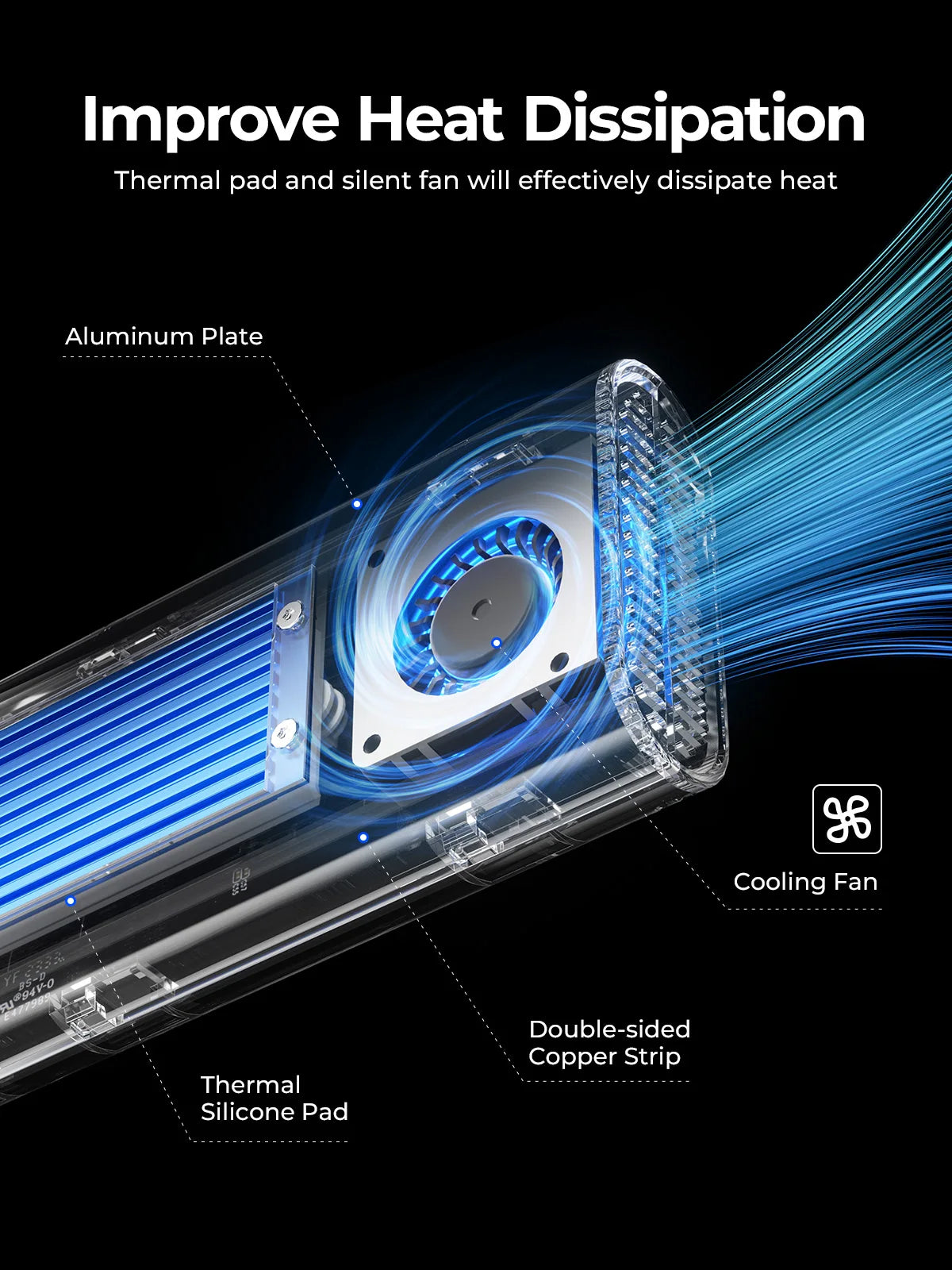 ORICO 20Gbps M.2 NVME SSD Case Enclosure with Cooling Fan USB 3.2 Gen 2 x 2 PCIE NVME Adapter Tool Free 4TB for PCIe M Key