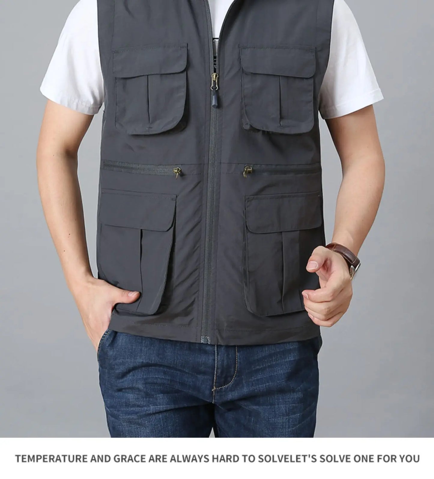 Tactical Vest For Men Golf Hunting Large Size Men's Camping Sleeveless Jacket Multi-pocket Work Padded Luxury MAN Clothing Denim