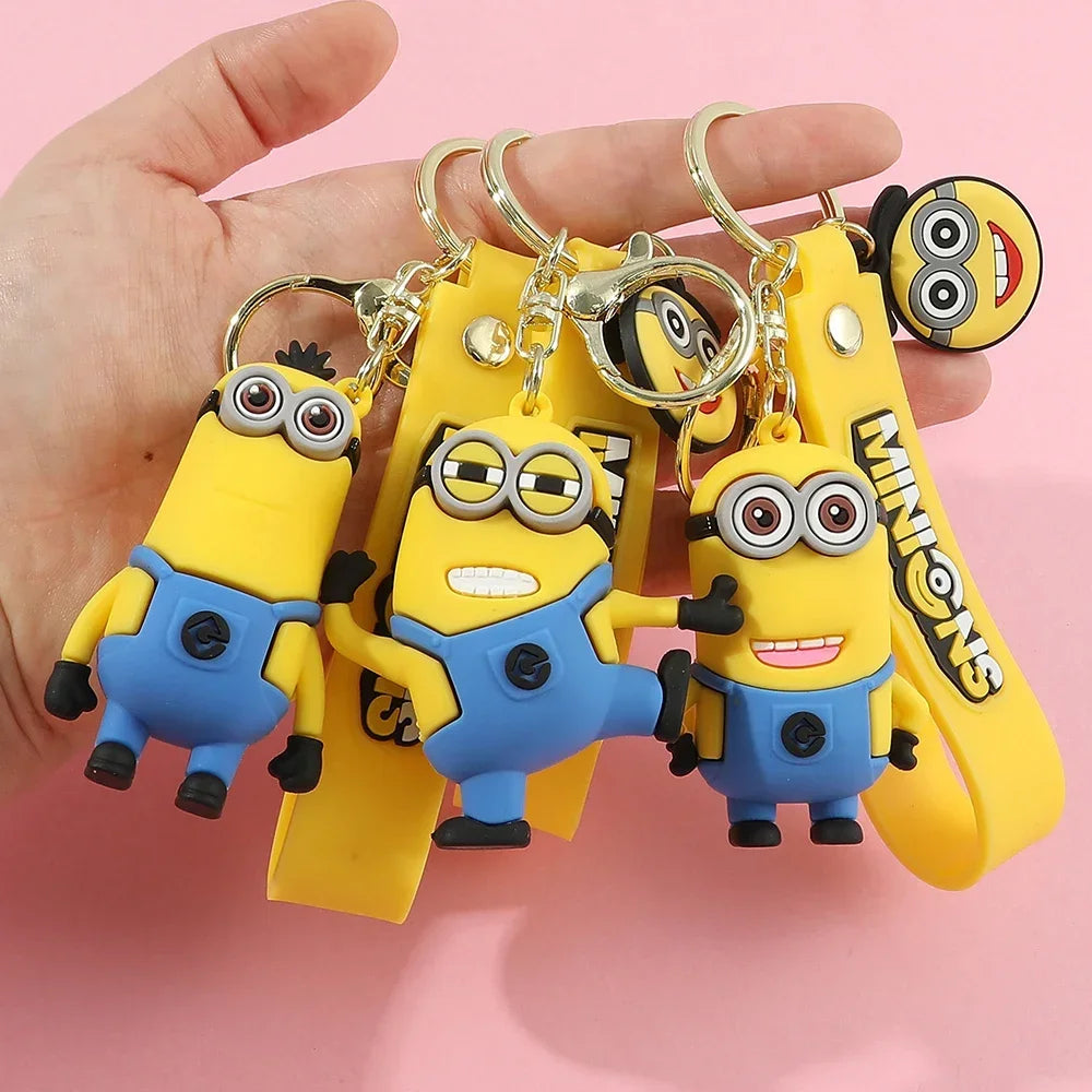 Cartoon Minions Keychain Kawaii Silicone Pendant Keyring Chinese Zodiac Cosplay Accessories for Car,Backpack,Keys