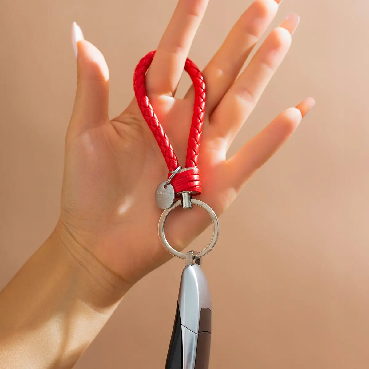 2Pcs/Set PU Leather Braided Woven Rope Keychain DIY Bag Pendant Key Chain Holder Key Car Trinket Keyring Men Women Gift Jewelry