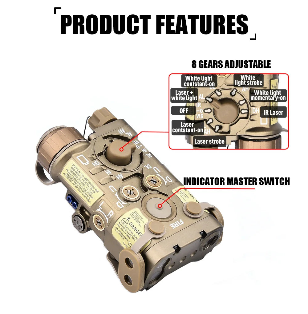 Tactical Metal NGAL Red Dot Green Blue Indicator Surefir M300A M600C Dual Function Switch Fit 20mm Rail Airsoft Hunting Laser