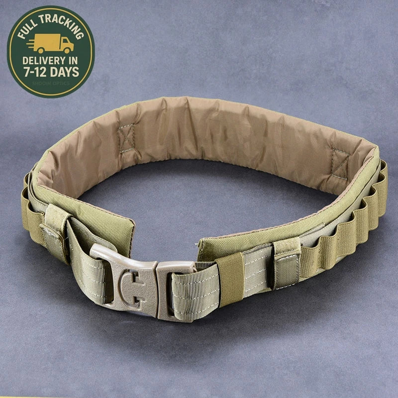 Outdoor Hunting Tactical Belt With Elastic Cartridge Pouch, Adjustable Utility Belt For 12GA/20GA Shells And Sport Activities