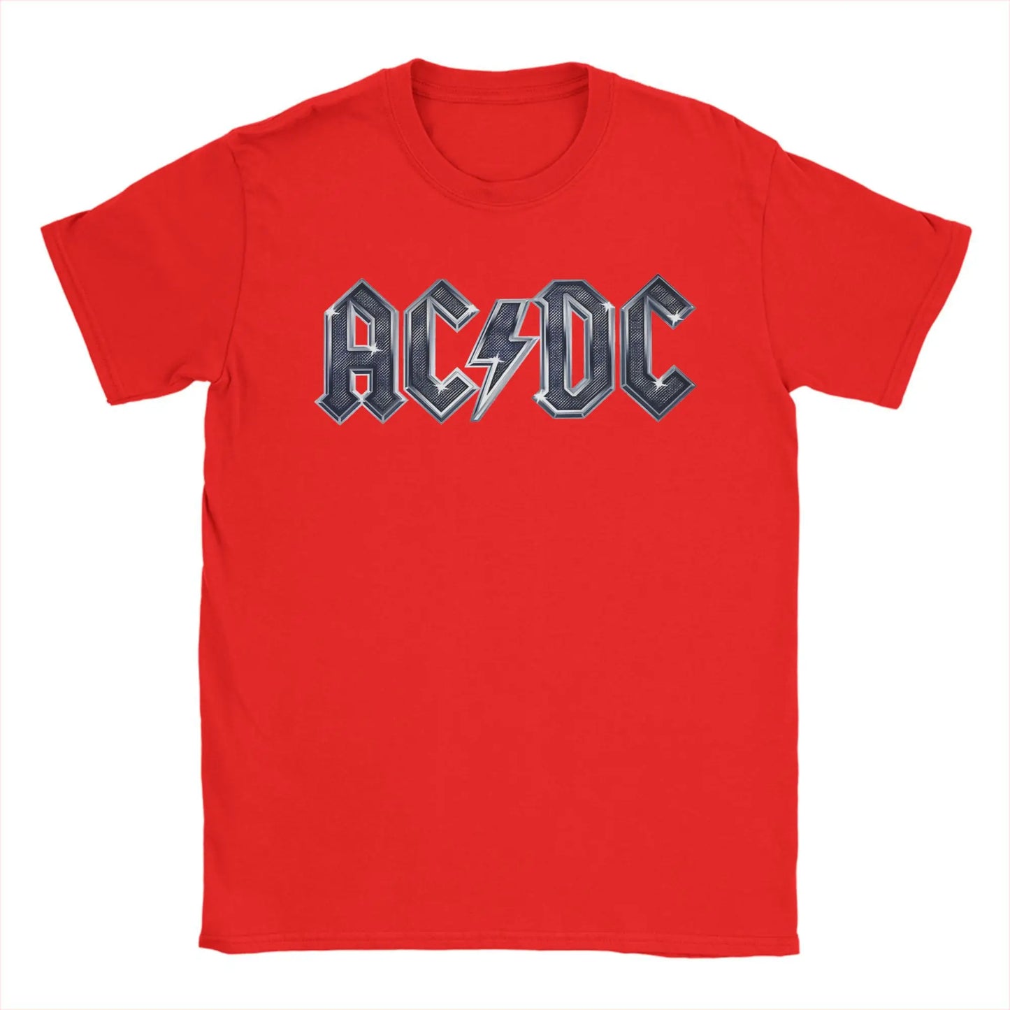AC-DC T Shirts Men Pure Cotton Funny T-Shirt Crew Neck  Tees Short Sleeve Clothing 4XL 5XL
