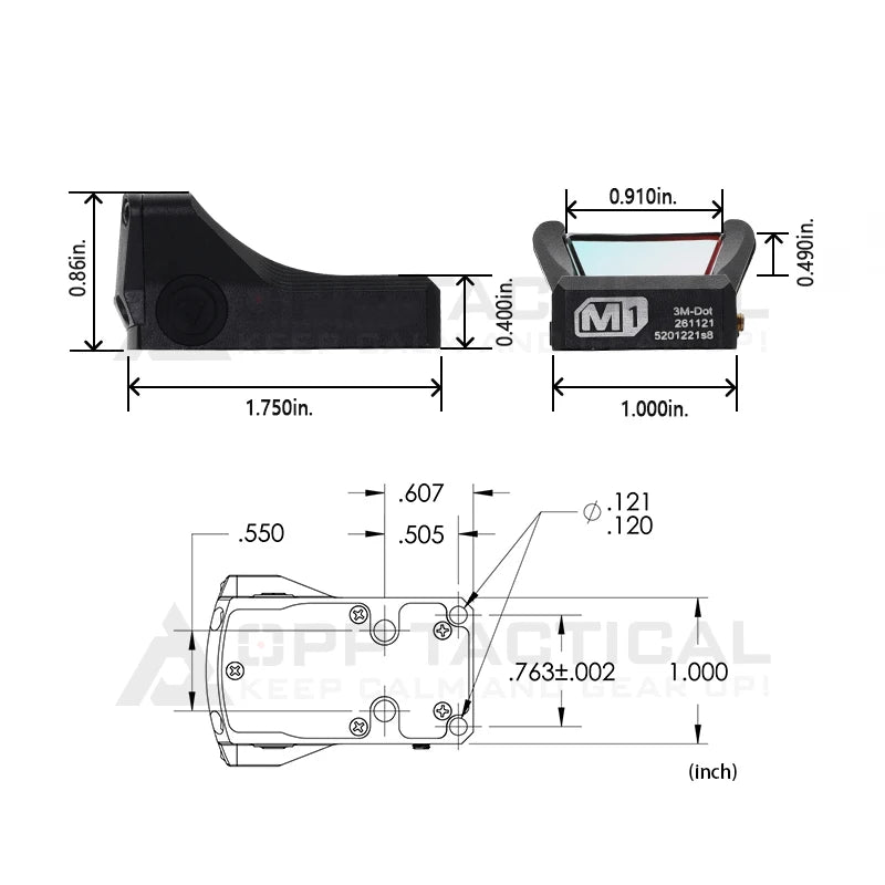 Tactial M1 Green/Red Dot Sight 3MOA with Full Original Markings Airsoft Optics with 20mm Rail and Universal Glock Mount Plate