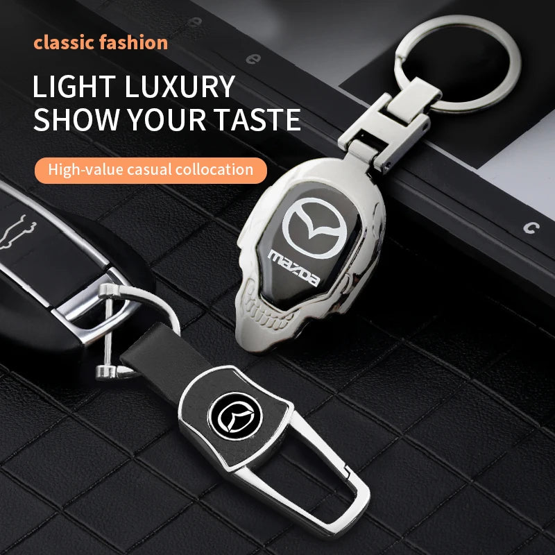 Car Key Chain 3D Metal+Braided Rope Emblem Keyring For Mazda 3 2 6 CX3 CX5 CX6 CX9 MP MS CX30 Axela Demio Atenza RX7 RX8 MX3 MX5