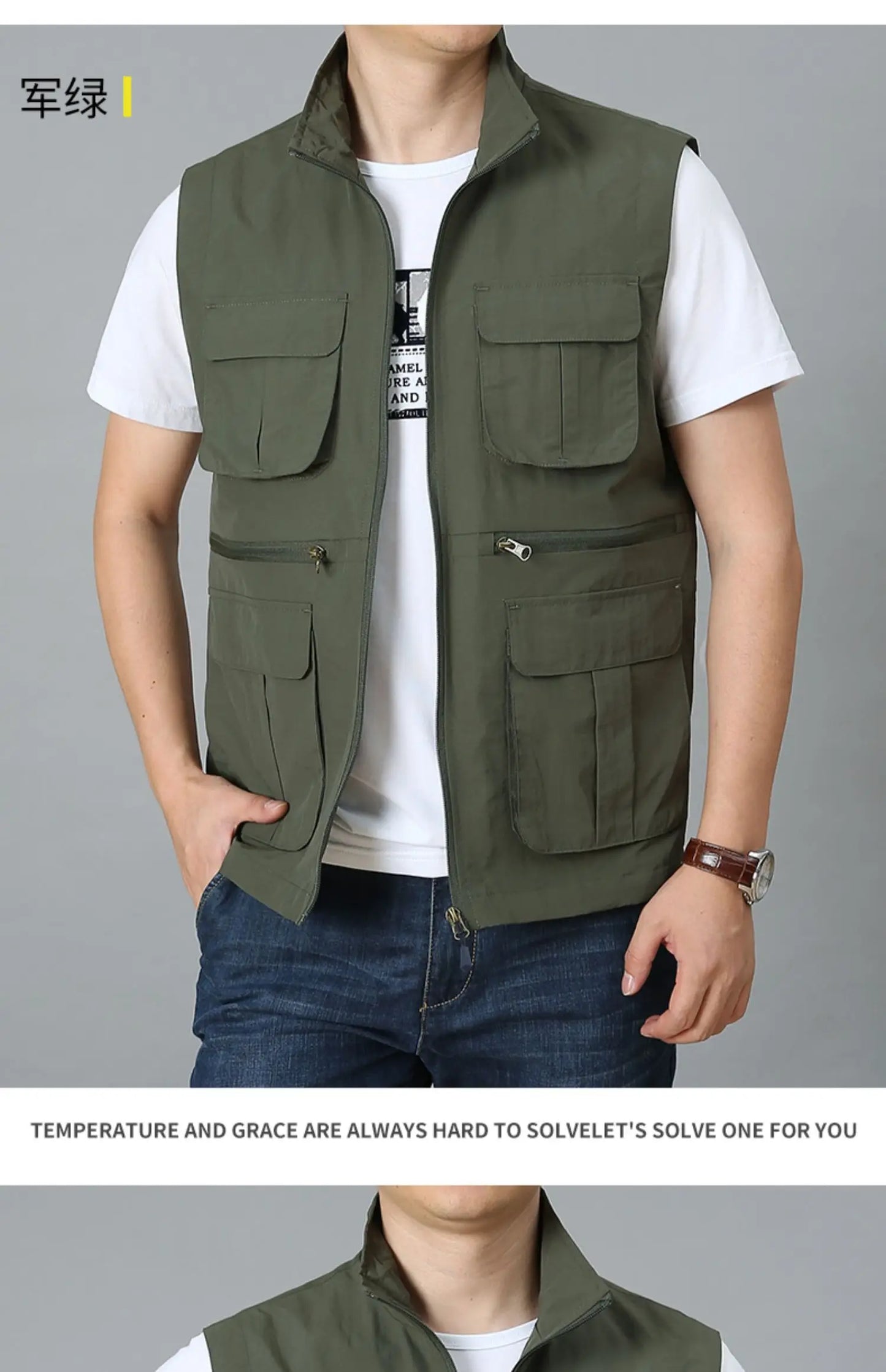Tactical Vest For Men Golf Hunting Large Size Men's Camping Sleeveless Jacket Multi-pocket Work Padded Luxury MAN Clothing Denim