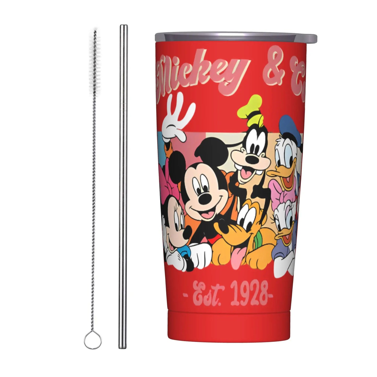 Cartoon Fantasia Mickey Tumbler Vacuum Insulated Magic Wizard Thermal Cup with Lid Straw Office Home Mugs Hot Cold Drink, 20oz