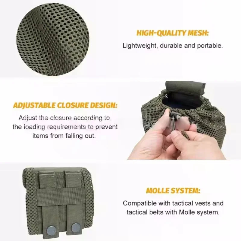 Tactical Drop Pouch Mag Mesh Dump Bag Molle Folding Storage Pack for Magazine Recycling Camping Medical Kit Hunting Equipment
