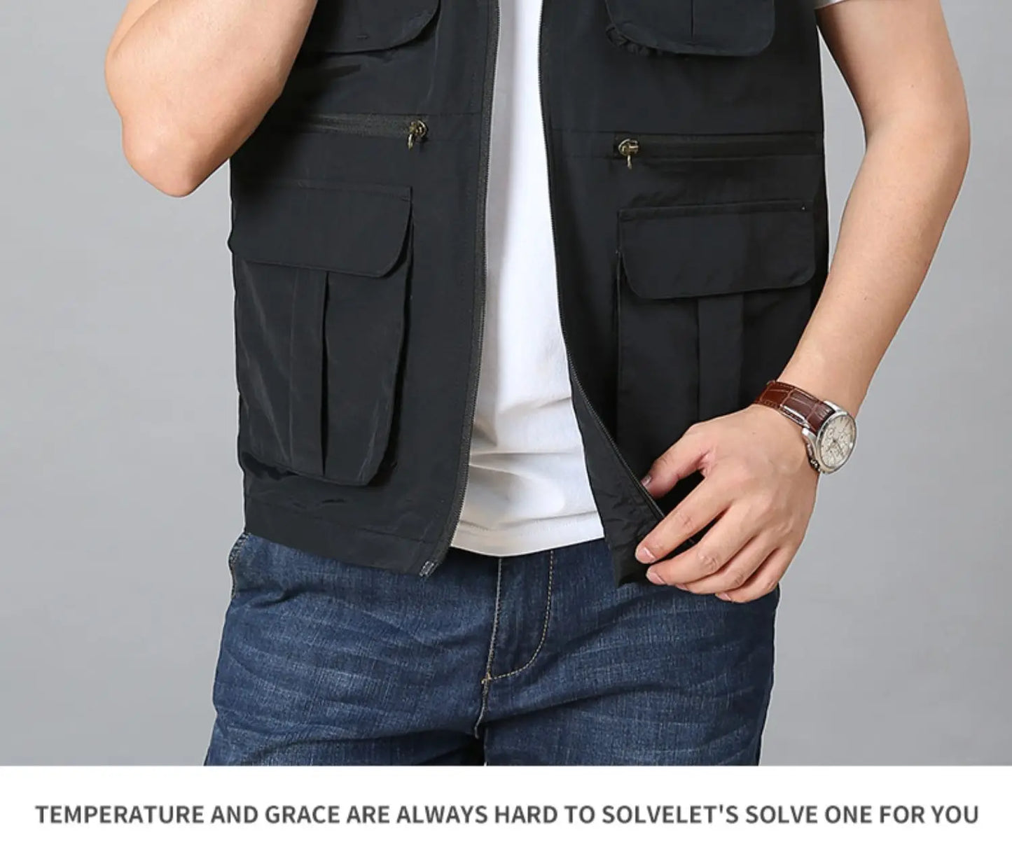 Tactical Vest For Men Golf Hunting Large Size Men's Camping Sleeveless Jacket Multi-pocket Work Padded Luxury MAN Clothing Denim