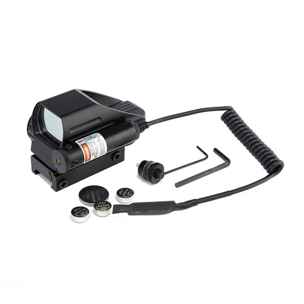 Tactical Reflex Sight Riflescope Red Green Laser Scope 4 Reticle Projected Dot Sight Scope Hunting Optics for 20mm Rail