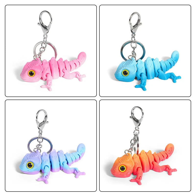 Cartoon 3D Printed Dragon Keychain Movable Joints Creative Backpack Decoration Accessories Unique Figurine Pendant Gifts