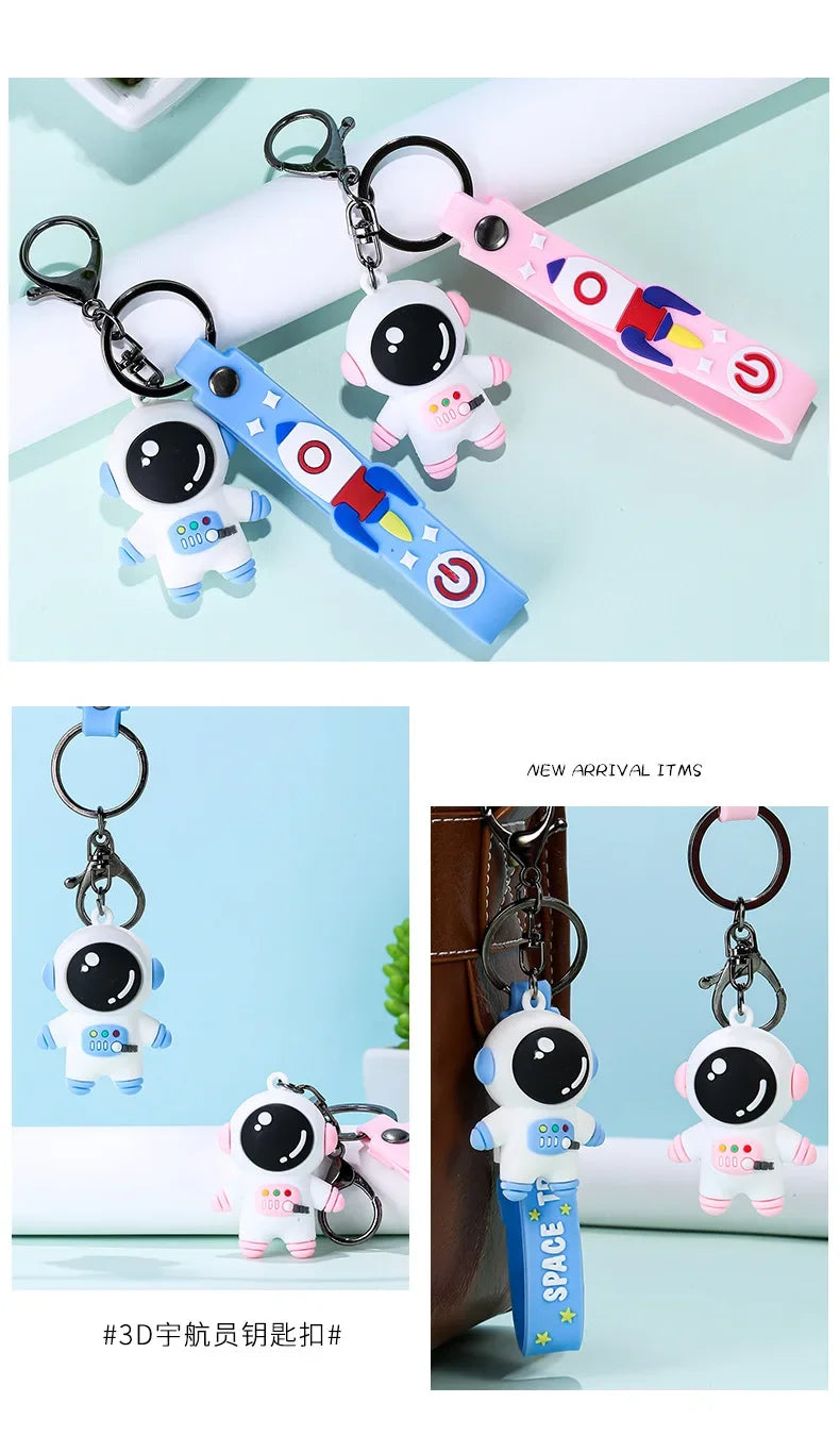Cute PVC Colorful Astronauts Keychain Tassels Gloomy Bear Rabbit Ears Car Backpack Key Chain Pendant Jewelry Gifts for Women