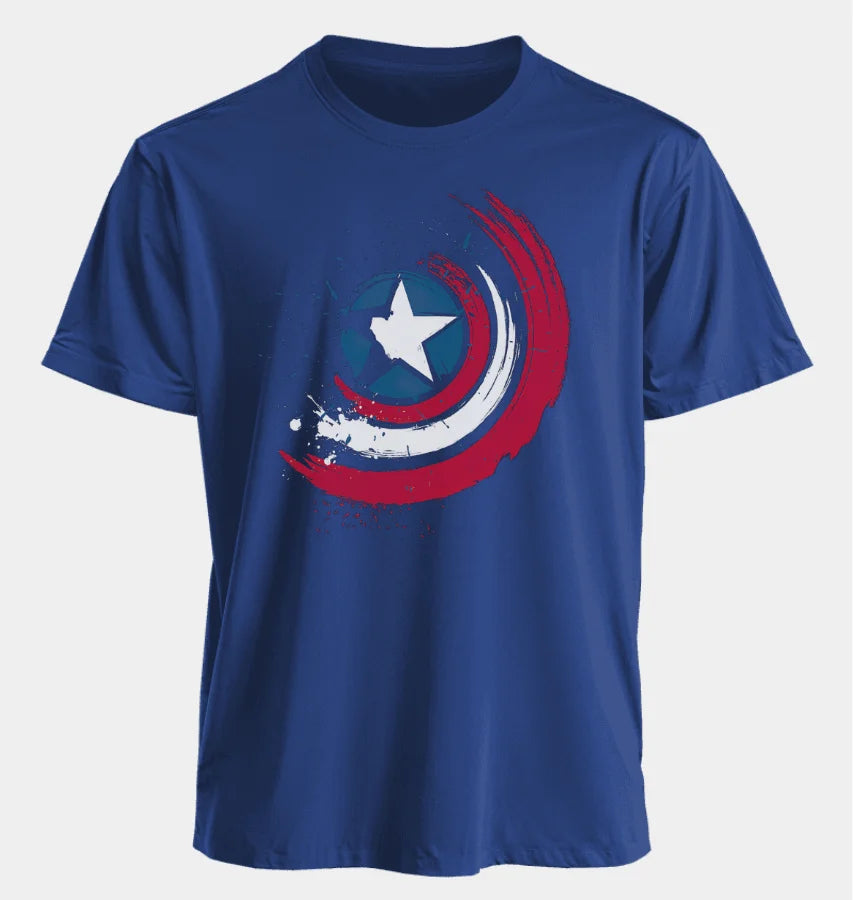 Marvel Men's and Women's T-shirts Captain America Summer Spring and Autumn New Classic Oversized Sporty Trendy Short-sleeved