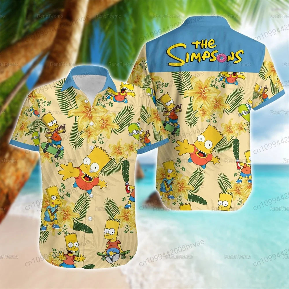 The Simpsons button down shirt, Homer Simpson in the bush shirt, Homer Hawaiian shirt, cartoon shirt for comedy lovers