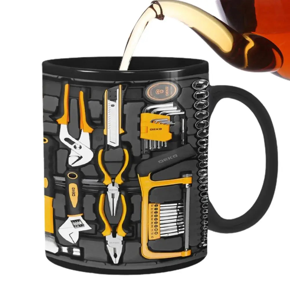 Mechanic Black Mug Black Ceramic Coffee Cup For Mechanics Large Toolbox Coffee Cup Tea Mug For Whiskey Beer Juice Soup Water