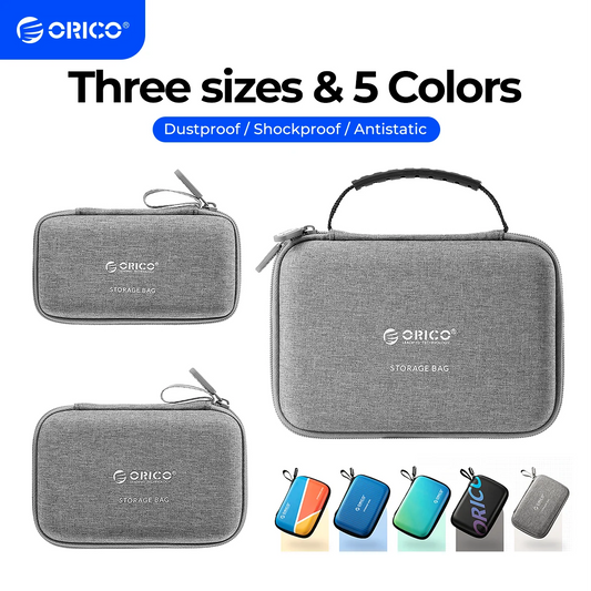 ORICO 2.5'' 3.5'' HDD Case Storage Bag for External Hard Drive Case/ M.2 Hard Disk Case /Earphone/U Disk Large Capacity Storage