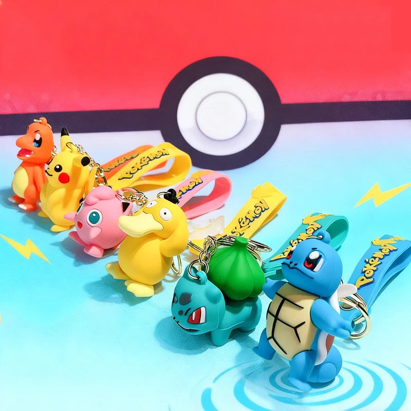 New Pokemon Pikachu Keychain Anime* Cartoon Key Chain Charmander Psyduck* Fashion Keyring Pendant Accessories Toys Kids Gifts*