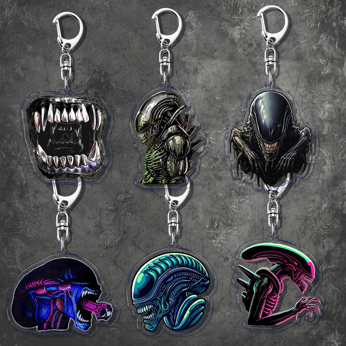 Horror Scary Classic Movie Keychain Key Chain Ring for Bag Xenomorph Sci Fi Keyring Jewelry Gamer Fans Gaming Gift