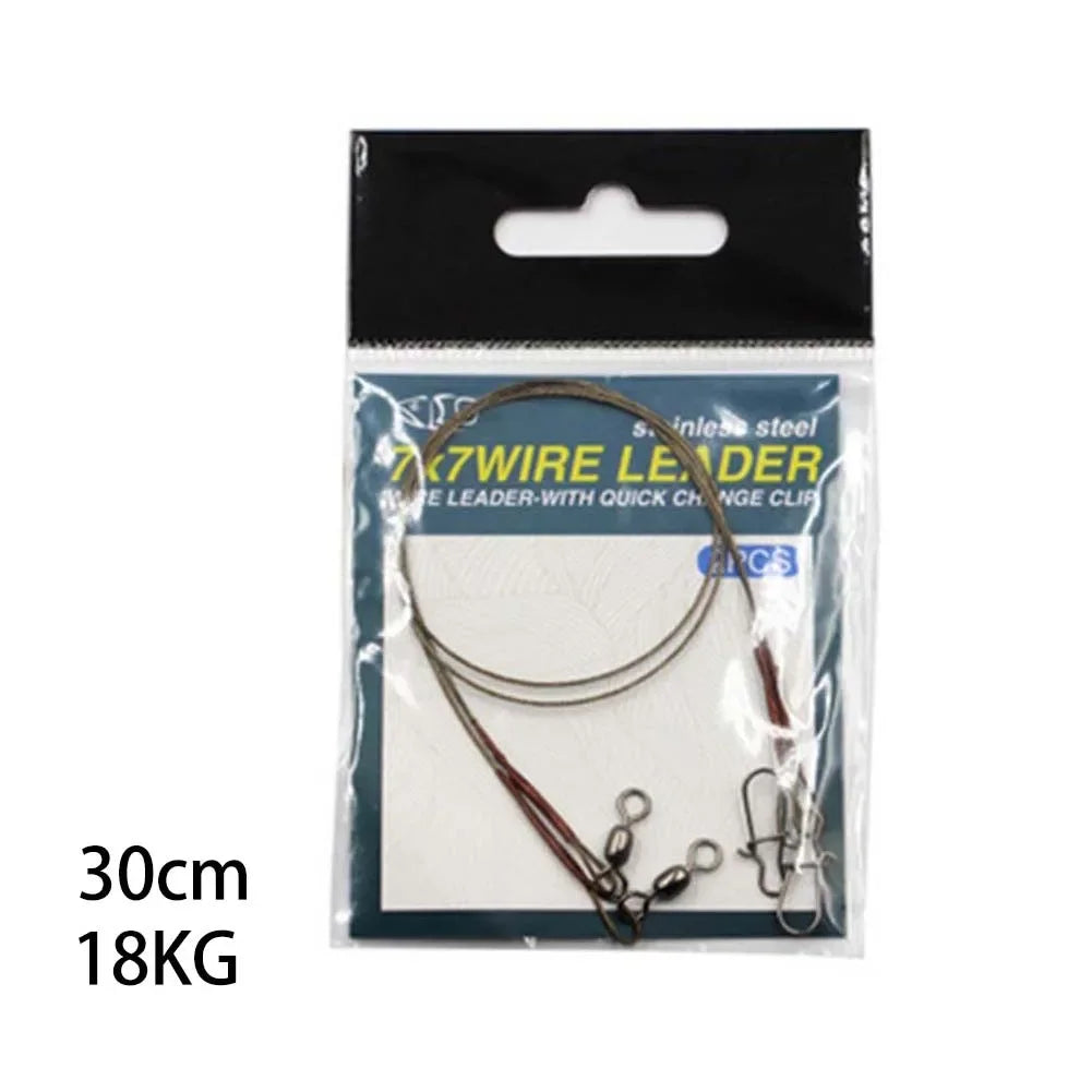 2Pcs/Pack Fishing Line Steel Wire Leader With Snap And Swivels Wire Leadcore Leash Saltwater Fresh Water Carp Fishing Gear