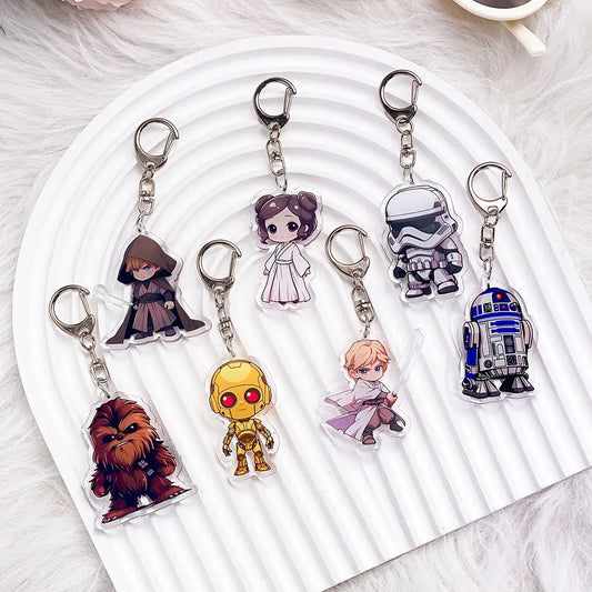 Star Wars Acrylic Keychain Luke/Anakin/Yoda Jedi Charm with Lightsaber Design, Sci-Fi Movie Collectible Keyring Gift For Friends
