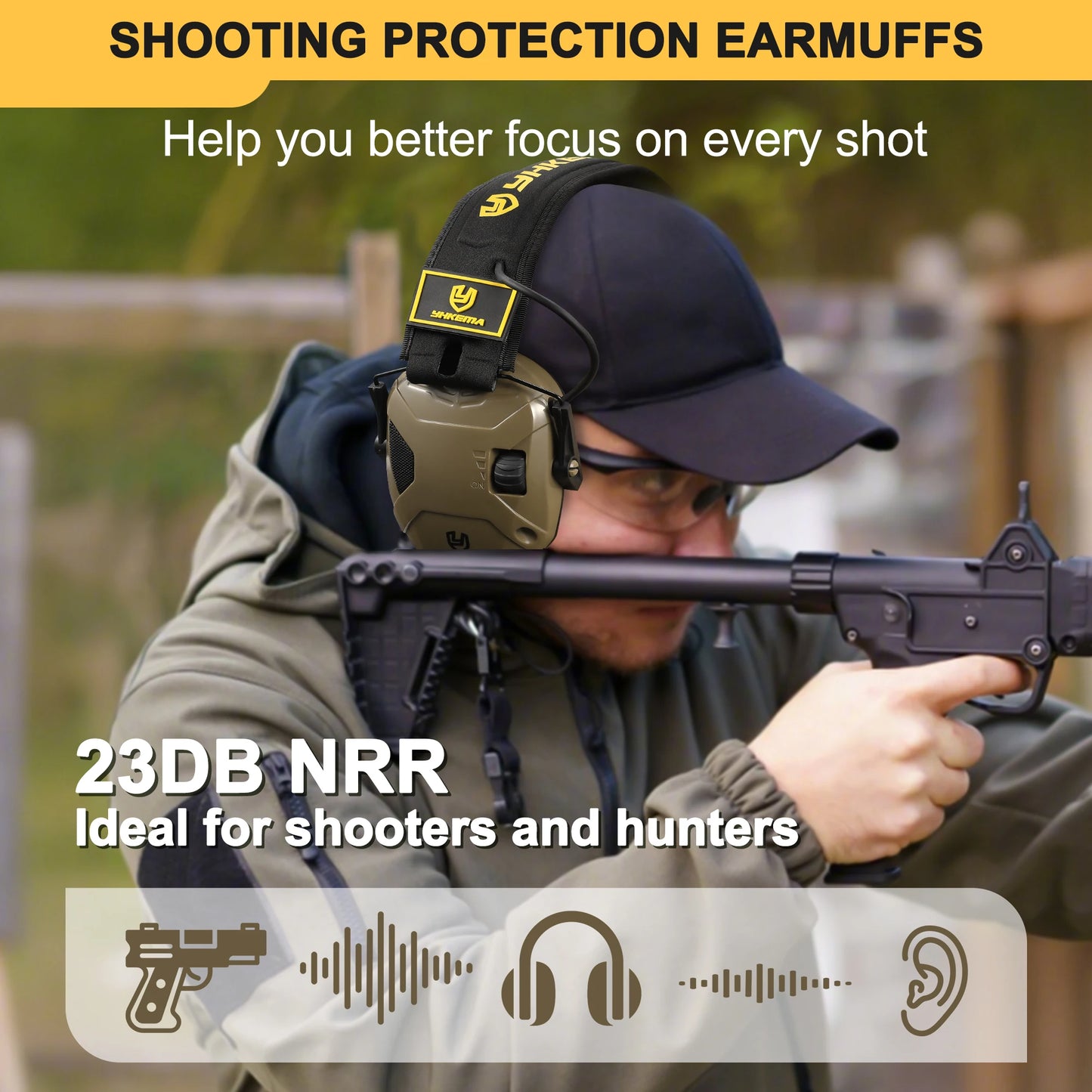 Tactical  Electronic  Ear Defenders  Shooting Anti-noise Headphone Sound Amplification Hearing Protection Headset Foldable