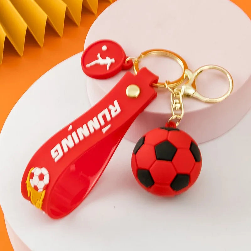 1 piece cartoon football keychain made of PVC material cute sports meeting commemorative gift car backpack pendant wholesale