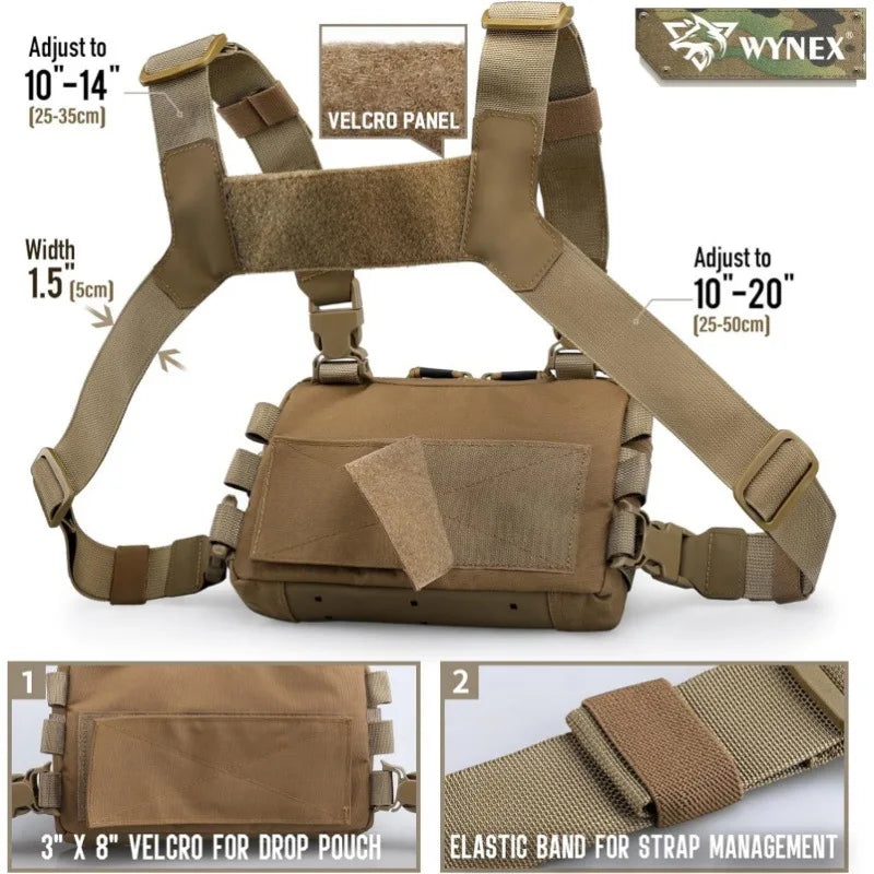 Tactical Chest Rig Pack for Men, Running Chest Bag with Front Loop Recon Chest Rigs for Hunting Outdoor EDC