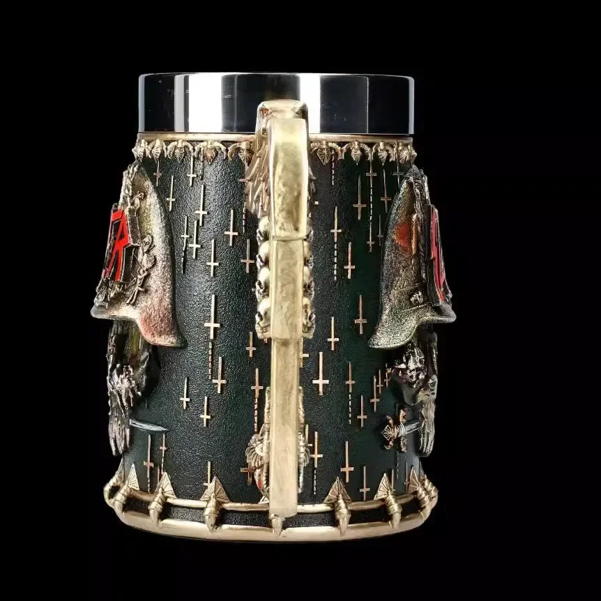 600ml Norse Mythology Beer Mug Resin Stainless Steel Stein Tankard Cups Gift Retro Drinkware Nemesis Deadly Eagle Skull Statue