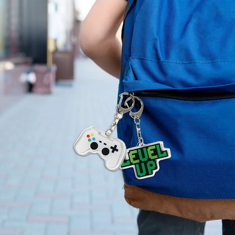 6Pcs Cute GamePad PVC Keychain Video Game on Theme Backpack Pendant for Boys Kids Birthday Game Night Party Favors Party Fillers