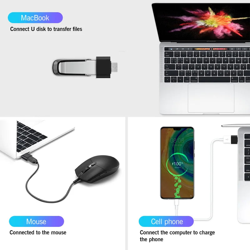 Type C To Usb OTG Adapter 2.0 Micro Usb Phone Adapter Usbc Smartphone Laptops To Usb Mouse Gamepad Flash Disk Otg Plug