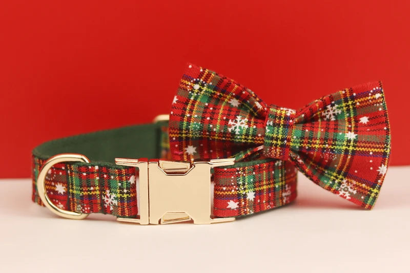 Pet dog collar Handmade knitted necklace Pet dog supplies Woven accessories Autumn Winter Christmas set