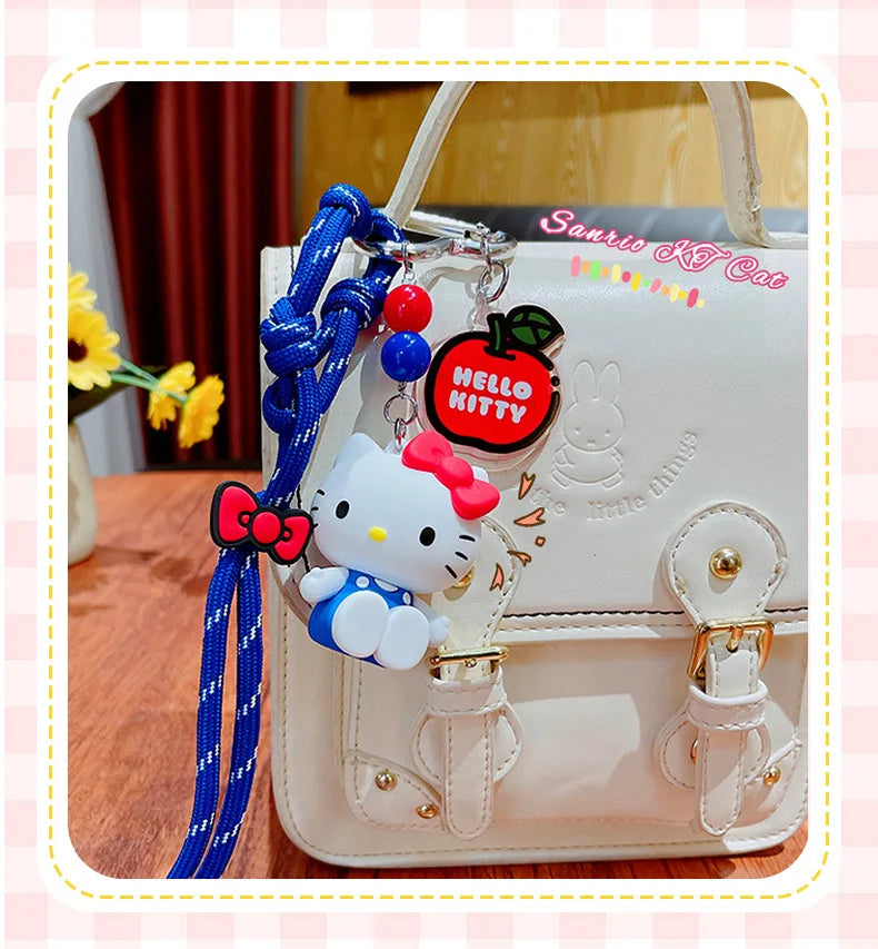 NEW Kawaii Sanrio Hello Kitty Doll Keychain Cartoon Cute PVC Car Key Anti-Lost Pendant Backpack Pendant Birthday Gift